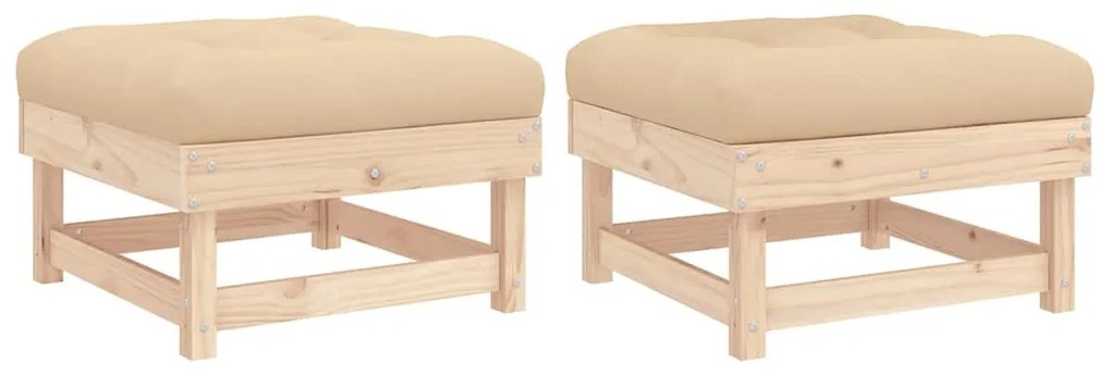 vidaXL Υποπόδια Κήπου με Μαξιλάρια 2 τεμ. από Μασίφ Ξύλο Πεύκου