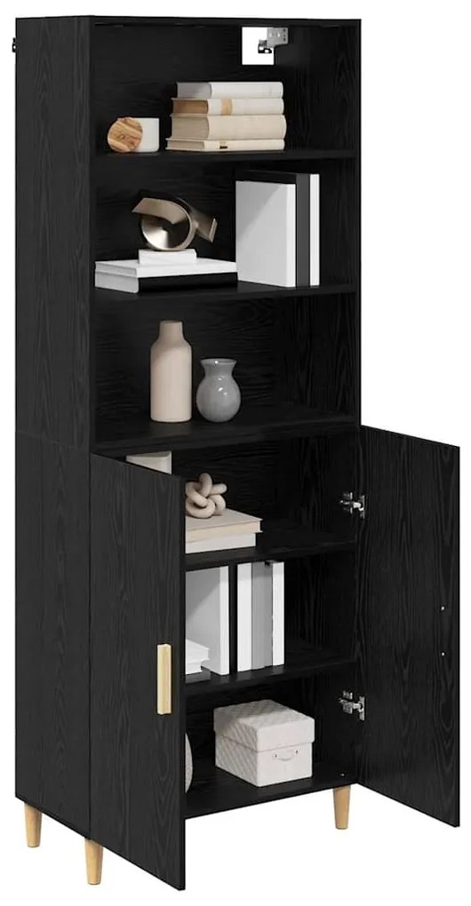 vidaXL Highboard Μαύρη Οξυά 69,5 x 34 x 180 εκ. Επεξεργασμένο ξύλο