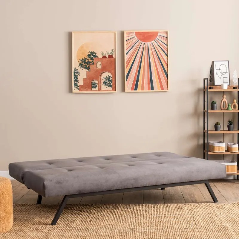 Καναπές - κρεβάτι Zola Megapap τριθέσιος υφασμάτινος χρώμα γκρι 180x64x78εκ.