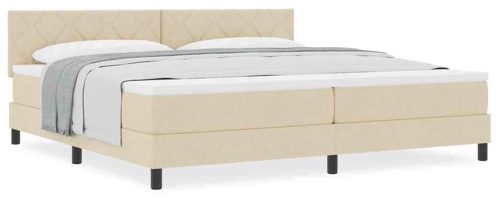vidaXL Κρεβάτι box spring με στρώμα με στρώμα Κρεμ 200 x 200 cm ύφασμα