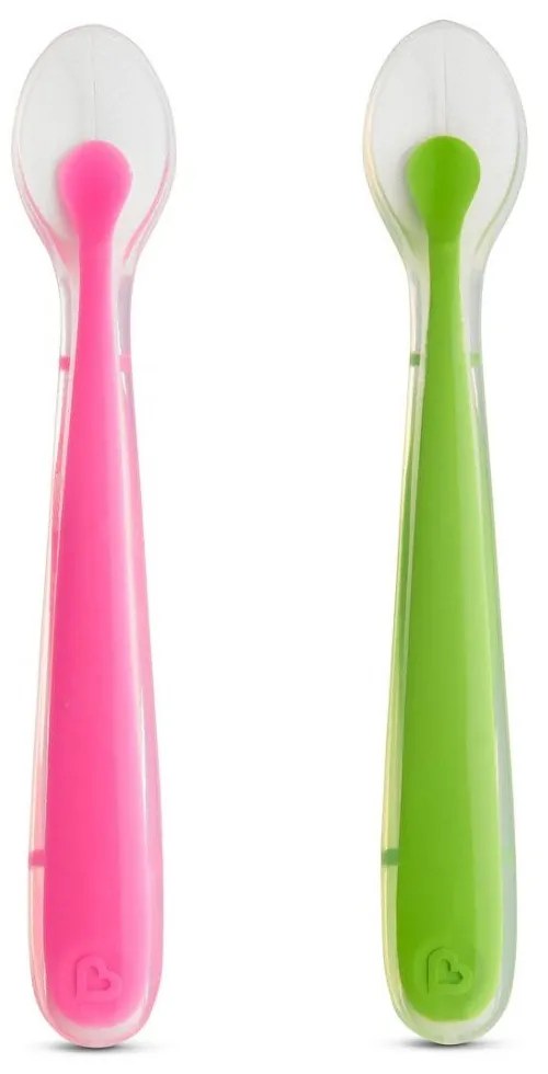 Κουτάλια Βρεφικά Σιλικόνης Gentle Weaning (Σετ 2τμχ) Green-Pink Munchkin 2 τμχ Silicone