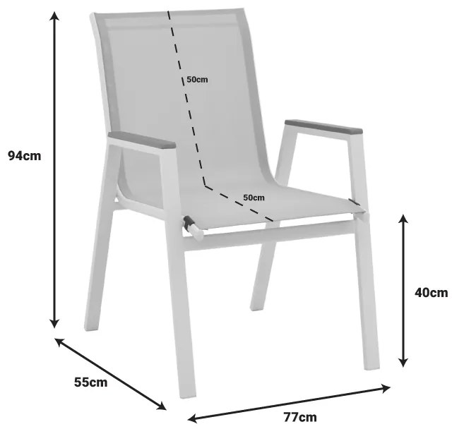 Πολυθρόνα Azelie pakoworld αλουμινίου σε απόχρωση textilene μπεζ και πόδι λευκό 77x55x94εκ - 288-000002