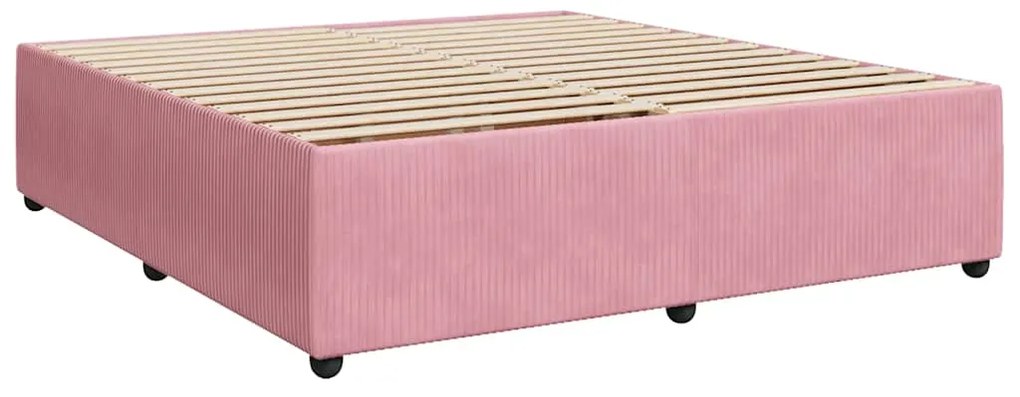 vidaXL Κρεβάτι Boxspring με Στρώμα Ροζ 180x200 εκ. Βελούδινο