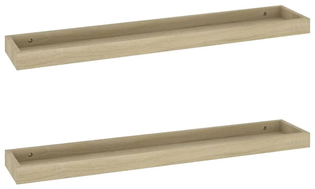 vidaXL Ράφια Τοίχου με Εσοχή 2 τεμ. Δρυς 80 x 15 x 4 εκ. από MDF