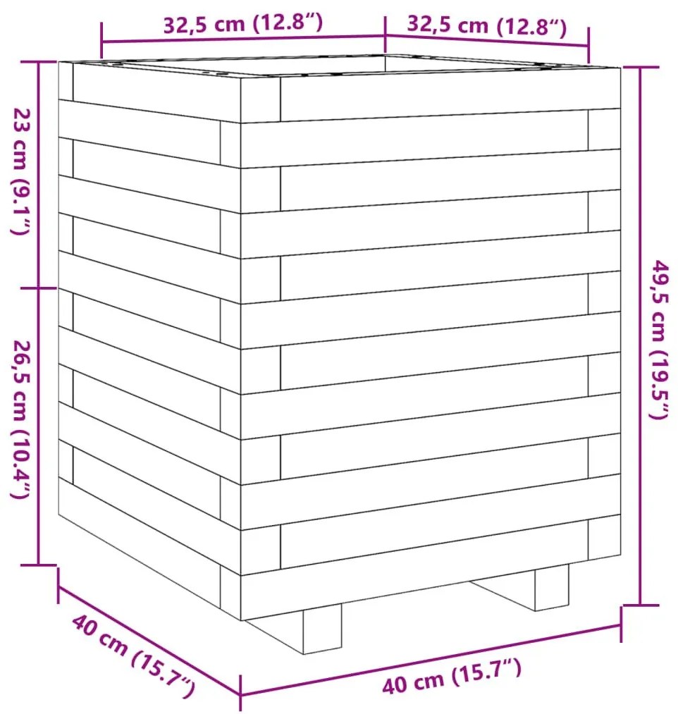 Ζαρντινιέρα Λευκή 40x40x49,5 εκ. από Μασίφ Ξύλο Πεύκου - Λευκό