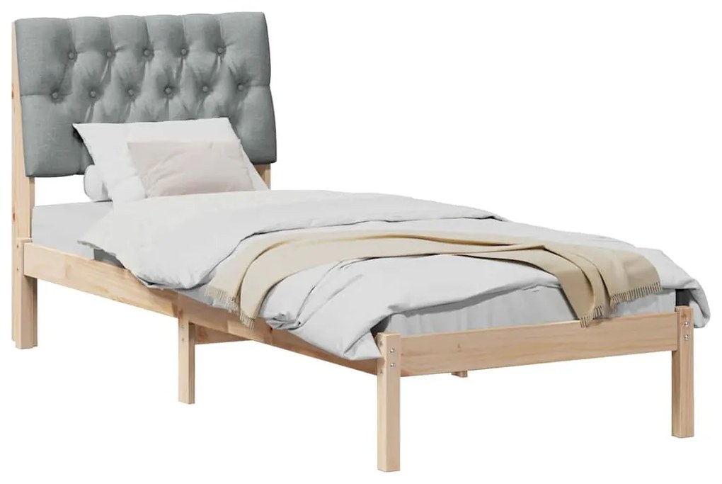 vidaXL Σκελετός Κρεβατιού με Επενδεδυμένο Κεφαλάρι Καφέ 75 x 190 cm