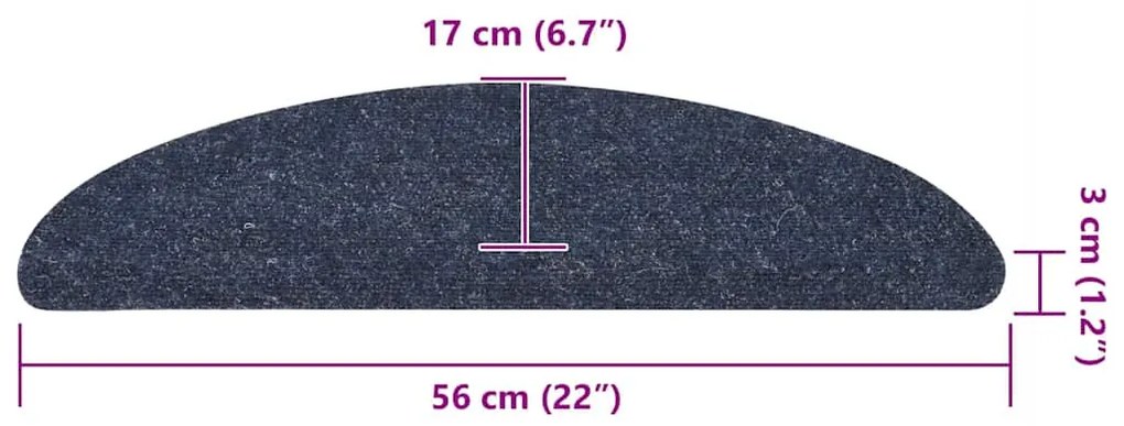 Πατάκια Σκάλας Αυτοκόλλητα 10 τεμ. Μπλε 56x17x3 εκ Βελονιασμένα 149685