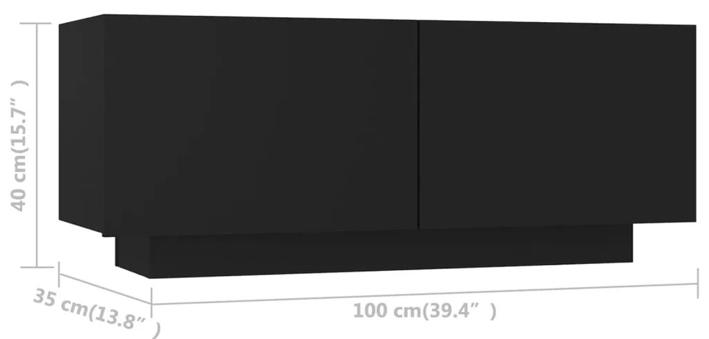 Έπιπλο Τηλεόρασης Μαύρο 100 x 35 x 40 εκ. Επεξ. Ξύλο - Μαύρο