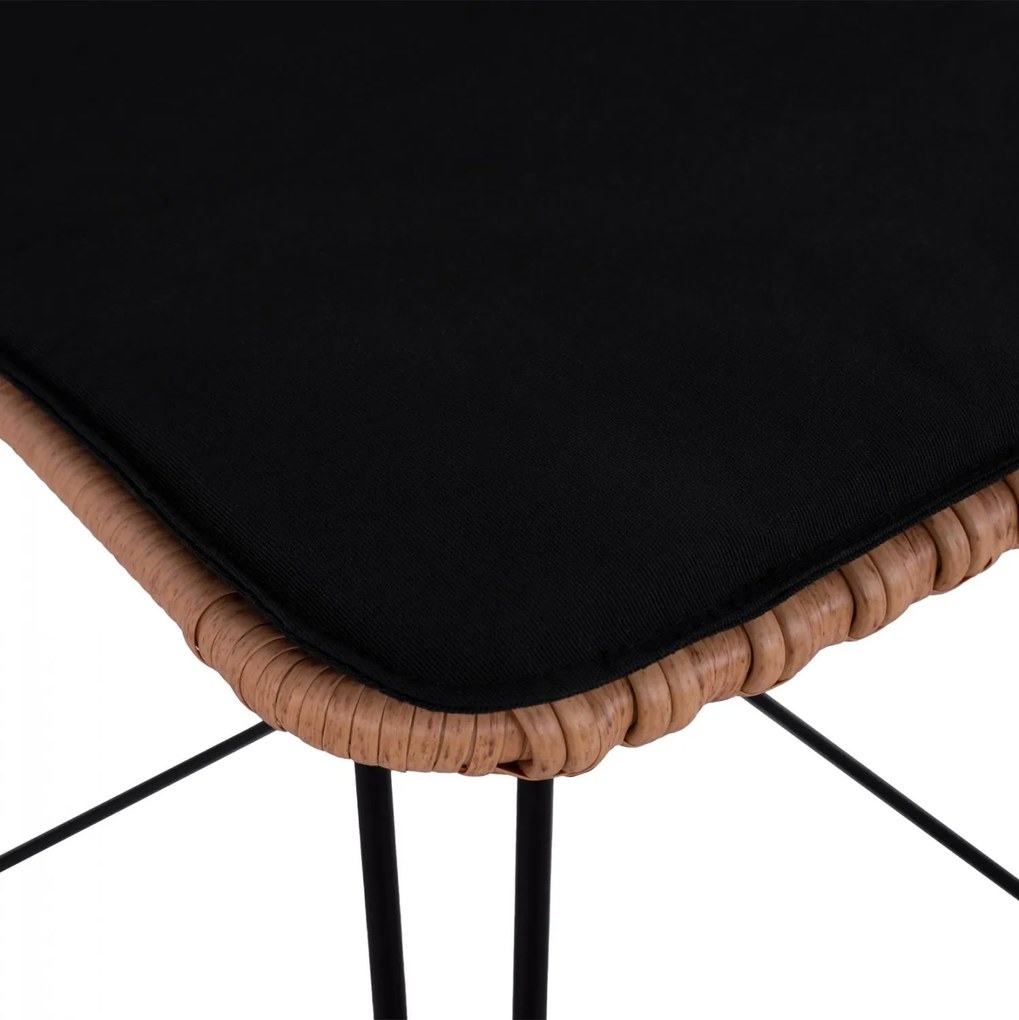 Σκαμπό Μπαρ ALLEGRA C5452 Μεταλλικό με Μπέζ Wicker & Μαξιλάρι 56x60x109 εκ. 56x60x109 εκ.
