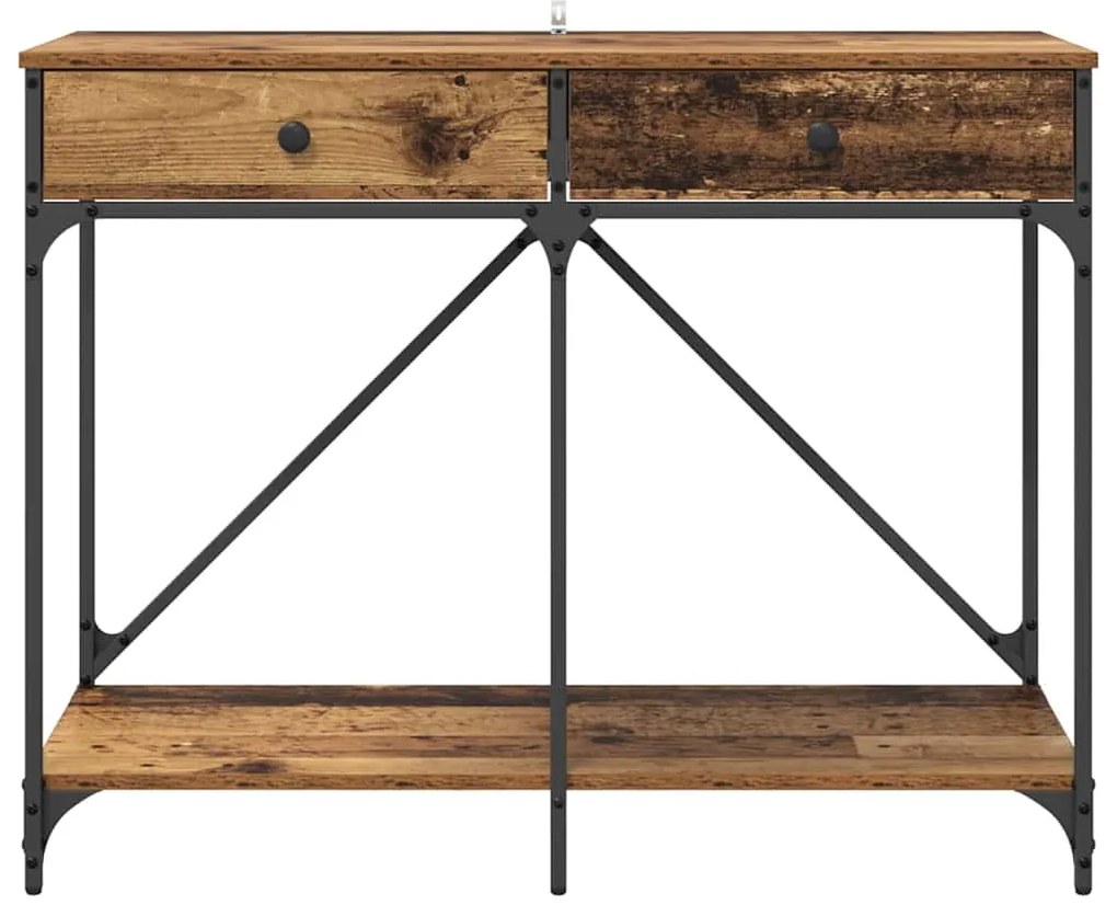 vidaXL Τραπέζι κονσόλας με συρτάρι Παλιό Ξύλο 100 x 39 x 78,5 εκ