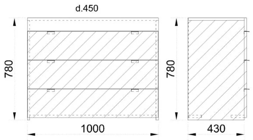 MY BOX ΚΟΜΟΤΑ 3ΣΥΡΤΑΡΙΑ SONOMA ΣΚΟΥΡΟ ΛΕΥΚΟ HIGH GLOSS 105x45xH78cm - 09-0785 - 09-0785