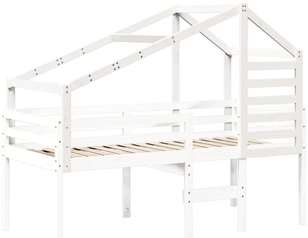 vidaXL Οροφή Κρεβατιού Παιδική Λευκό 188x82x113 εκ. Μασίφ Ξύλο Πεύκου
