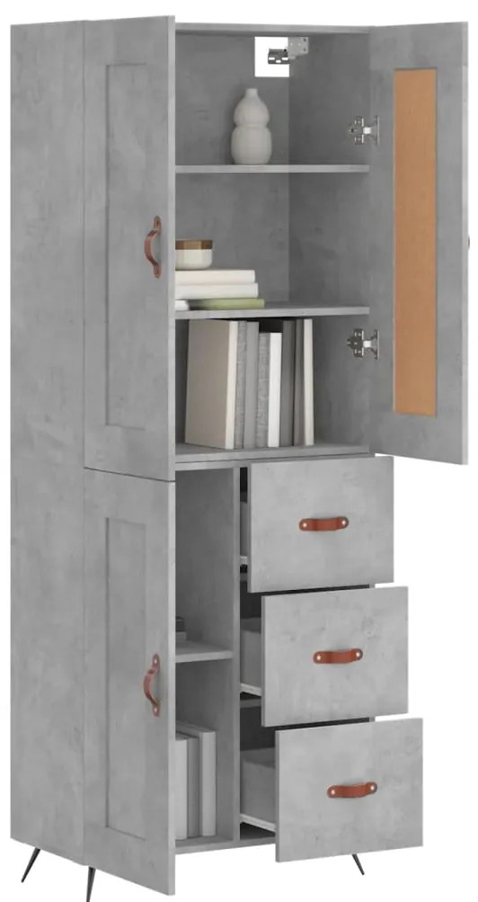 vidaXL Ντουλάπι Γκρι Σκυροδέματος 69,5x34x180 εκ. Επεξεργασμένο Ξύλο