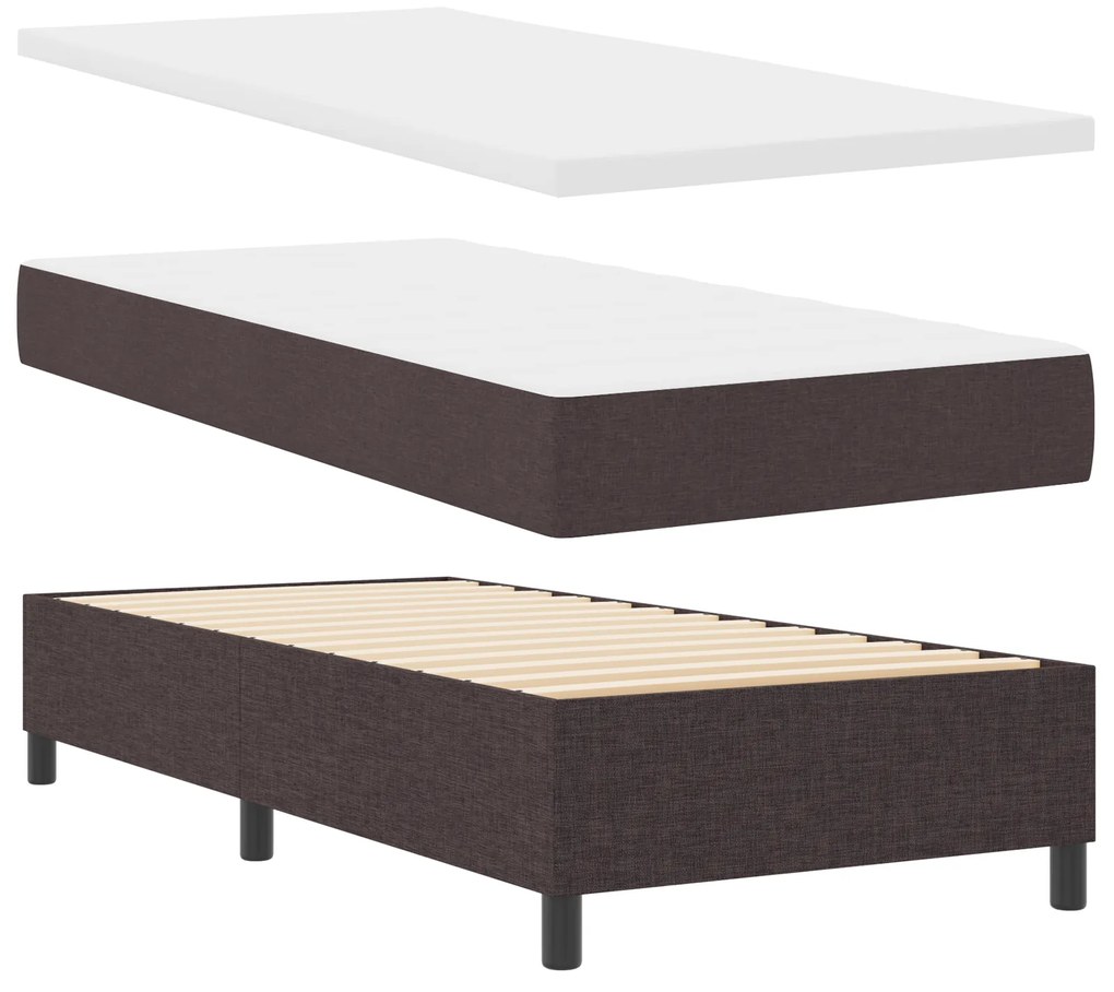 vidaXL κρεβάτι box spring με στρώμα & LED καφέ σκούρο 100x200 εκ. υφάσματος