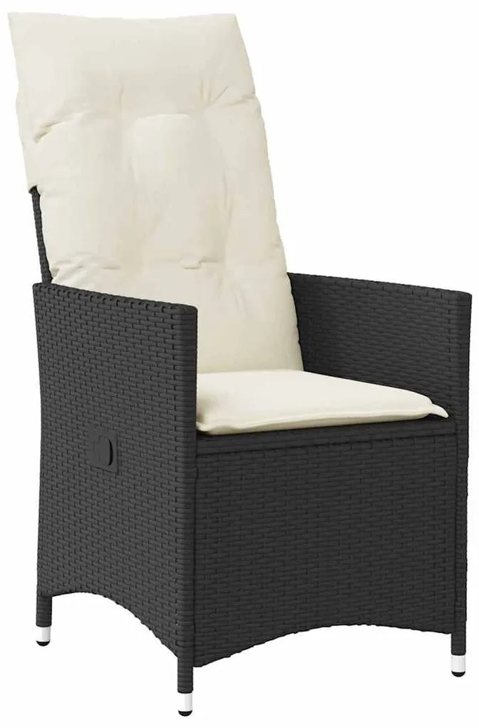 vidaXL Σέτ φαγητού για κήπο με μαξιλάρι 5 pcs Μαύρο Πολυ ράταν