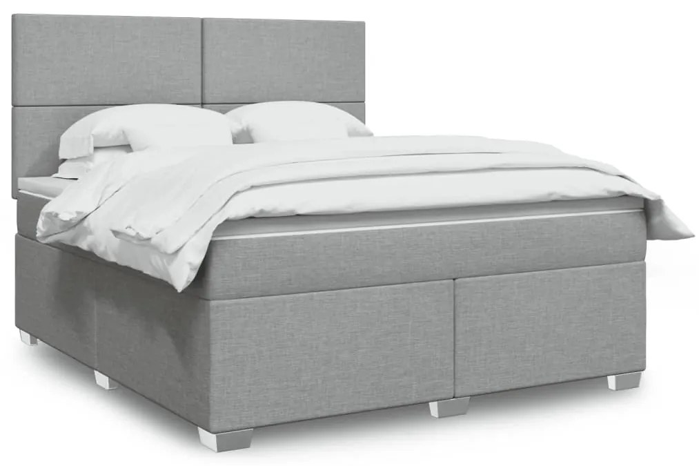 vidaXL Κρεβάτι Boxspring με Στρώμα Ανοιχτό Γκρι 180x200 εκ. Υφασμάτινο