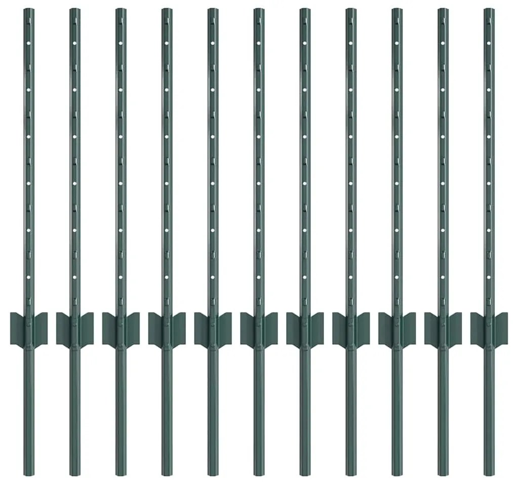 vidaXL Πό posts φράχτη 11 pcs Πράσινο 60 cm Ατσάλι