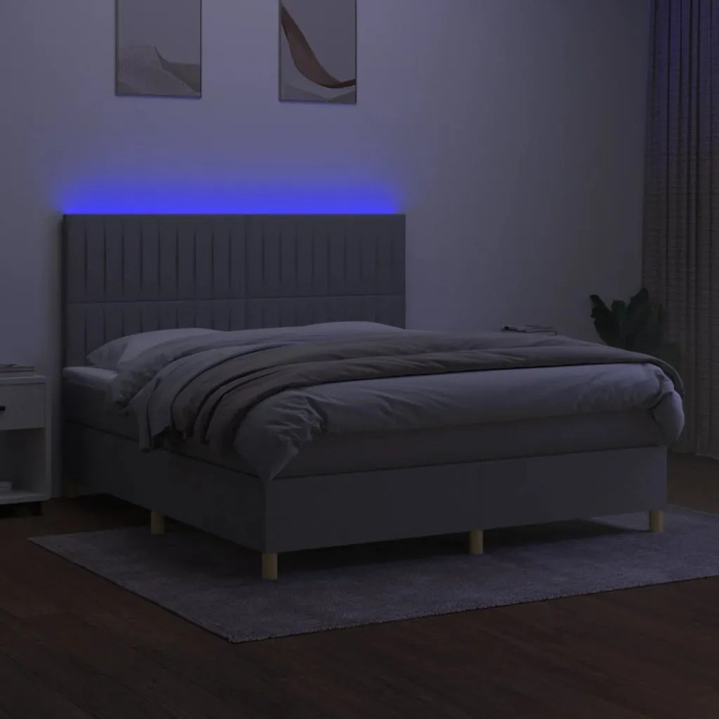 ΚΡΕΒΑΤΙ BOXSPRING ΜΕ ΣΤΡΩΜΑ &amp; LED ΑΝ.ΓΚΡΙ 160X200ΕΚ. ΥΦΑΣΜΑΤΙΝΟ 3135605