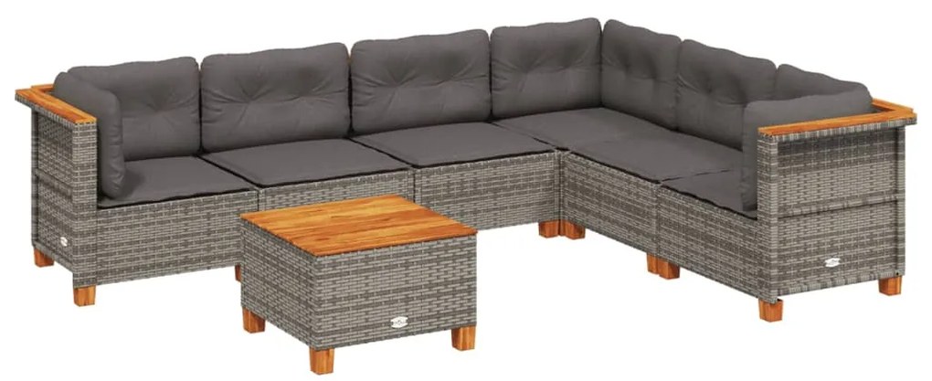 vidaXL Σετ Σαλονιού Κήπου 7 τεμ. Γκρι Συνθετικό Ρατάν με Μαξιλάρια