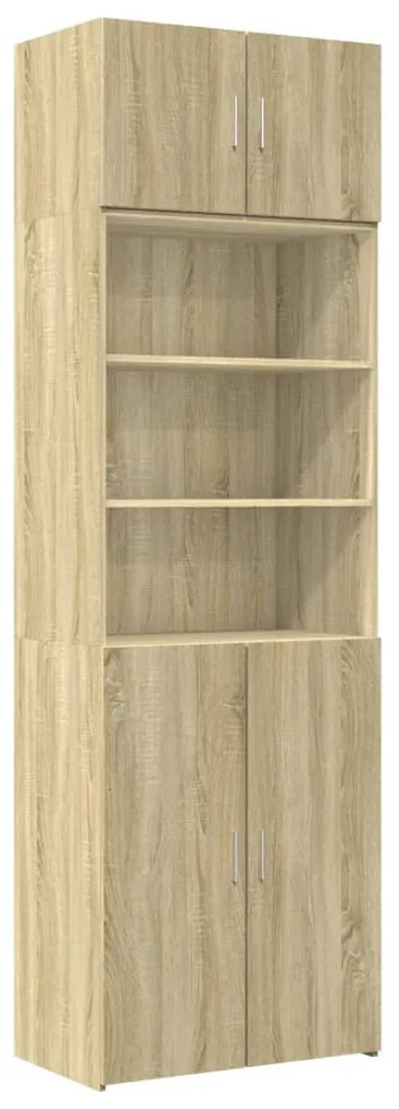 Ραφιέρα με Ντουλάπια Sonoma Δρυς 70x42,5x225 εκ. Επεξ. Ξύλο - Καφέ