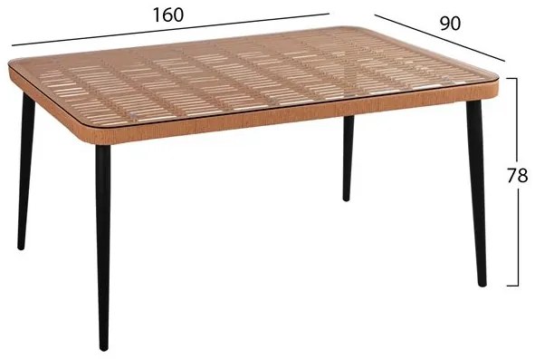 ΣΕΤ 7ΤΜΧ ALLEGRA WICKER ΜΕ ΤΡΑΠΕΖΙ 160X90X78Υ ΜΠΕΖ &amp; ΜΑΥΡΟ ΧΡΩΜΑ HM10513