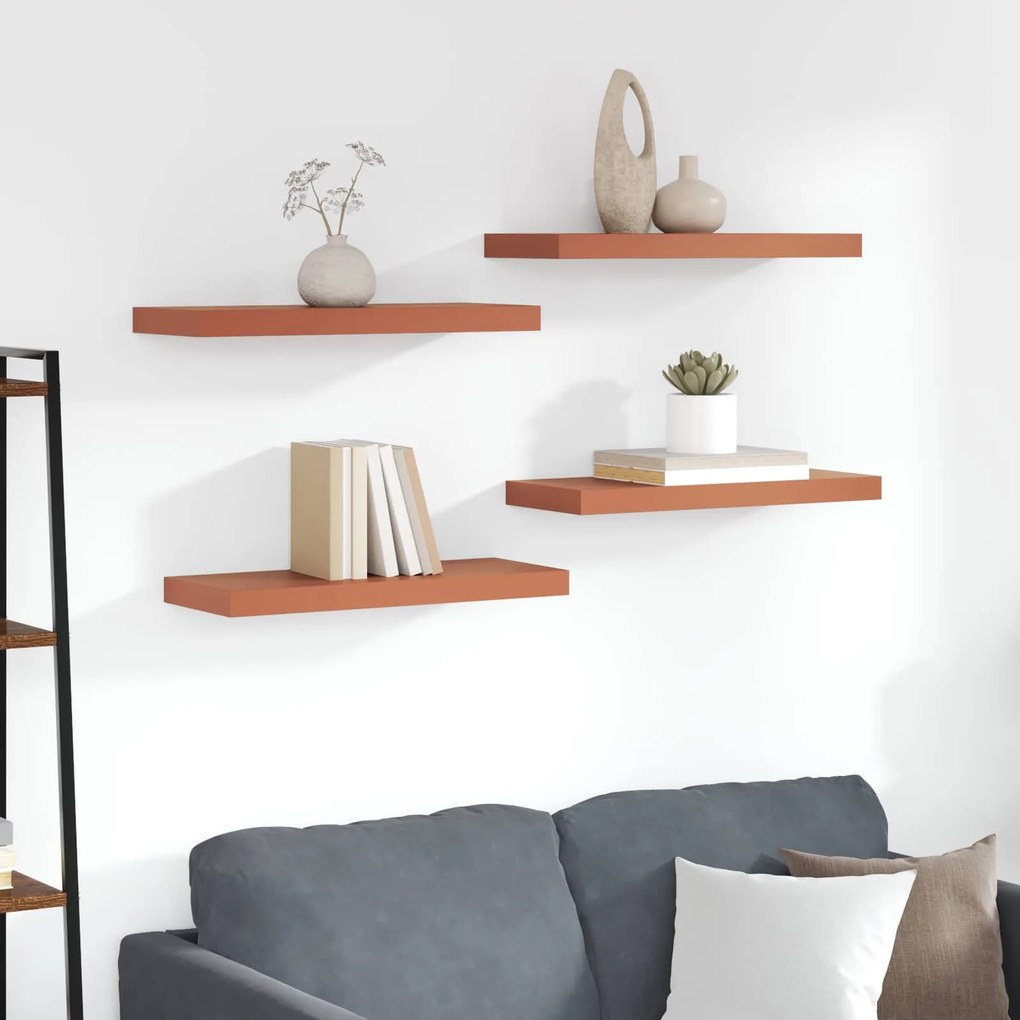 vidaXL Ράφι Τοίχου 4 pcs Κόκκινο 50 x 23 x 4 εκ. Επεξεργασμένο ξύλο