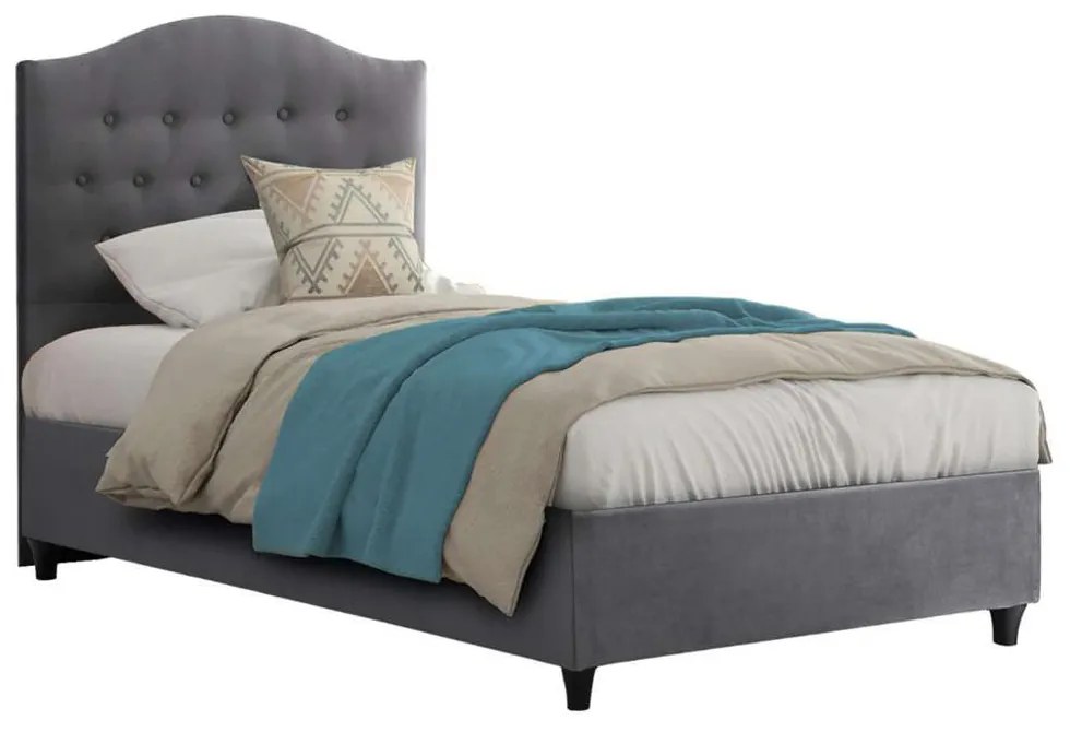 Κρεβάτι Malena HM651.10 Για Στρώμα 90x200cm Βελούδινο Grey Μονό Velvet