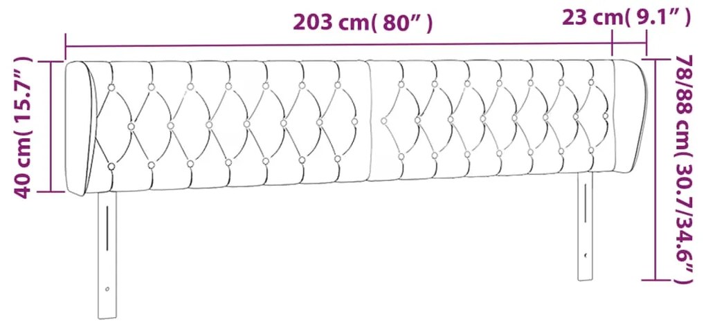 Κεφαλάρι με Πτερύγια Σκούρο Γκρι 203 x 23 x 78/88εκ. Υφασμάτινο 3117503