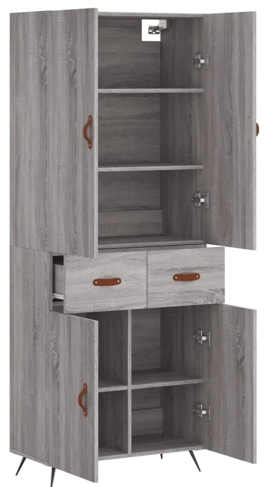 vidaXL Ντουλάπι Γκρι Sonoma 69,5 x 34 x 180 εκ. Επεξεργασμένο Ξύλο