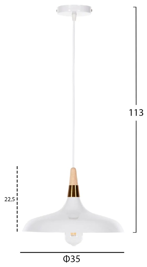 ΦΩΤΙΣΤΙΚΟ ΟΡΟΦΗΣ ΚΡΕΜΑΣΤΟ HM4081 ΛΕΥΚΟ ΜΕΤΑΛΛΟ-ΞΥΛΙΝΗ ΛΕΠΤΟΜΕΡΕΙΑ 35x35x113Υεκ