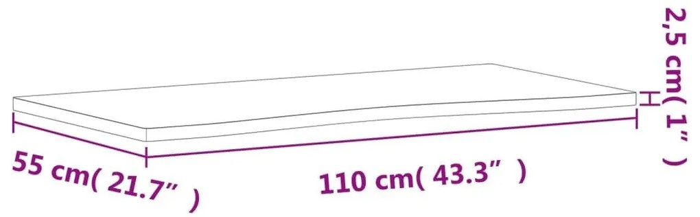 Επιφάνεια Εργασίας 110x(50-55)x2,5 εκ. από Μασίφ Ξύλο Οξιάς - Καφέ