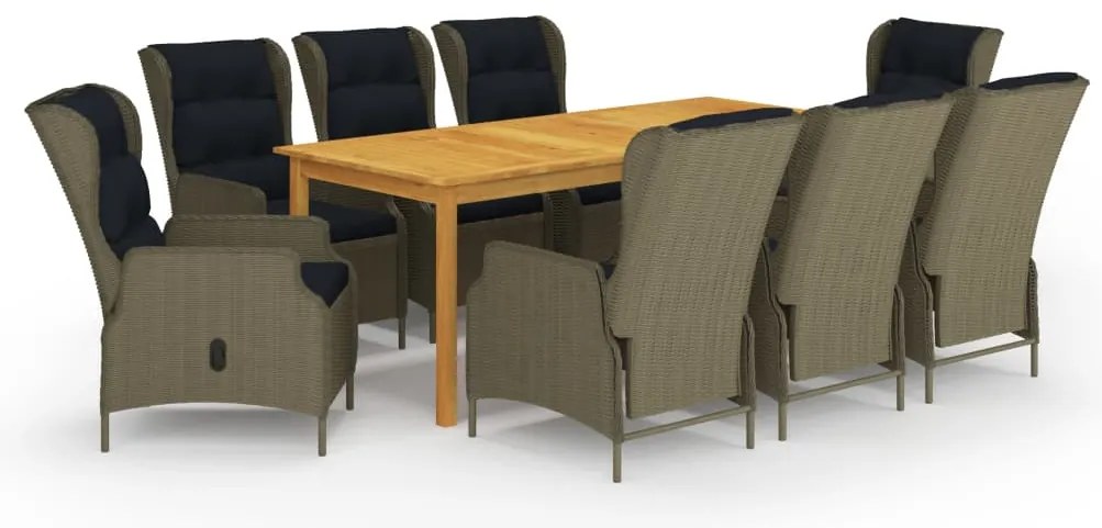 vidaXL Σετ Τραπεζαρίας Κήπου 9 Τεμαχίων Καφέ