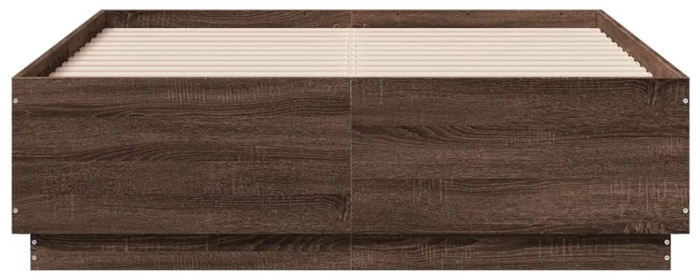 vidaXL Πλαίσιο Κρεβατιού Καφέ Δρυς 135x190 εκ. Επεξεργασμένο Ξύλο
