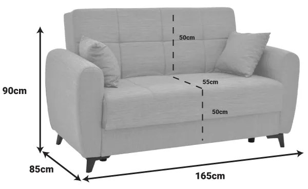 Καναπές-κρεβάτι με αποθηκευτικό χώρο διθέσιος Lincoln pakoworld μπεζ ύφασμα 165x85x90εκ