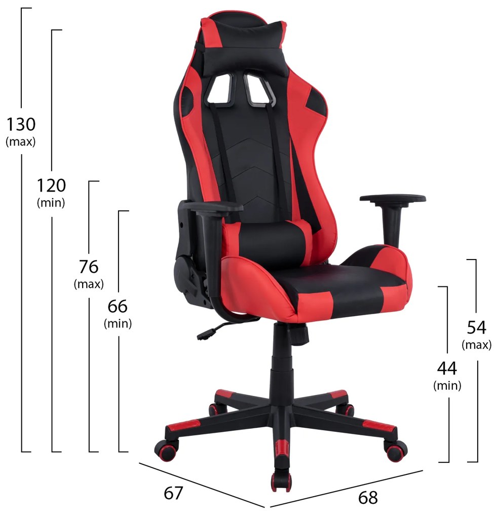 Πολυθρόνα Gaming Winter Μαύρη-Κόκκινη 68x67x130 Εκ