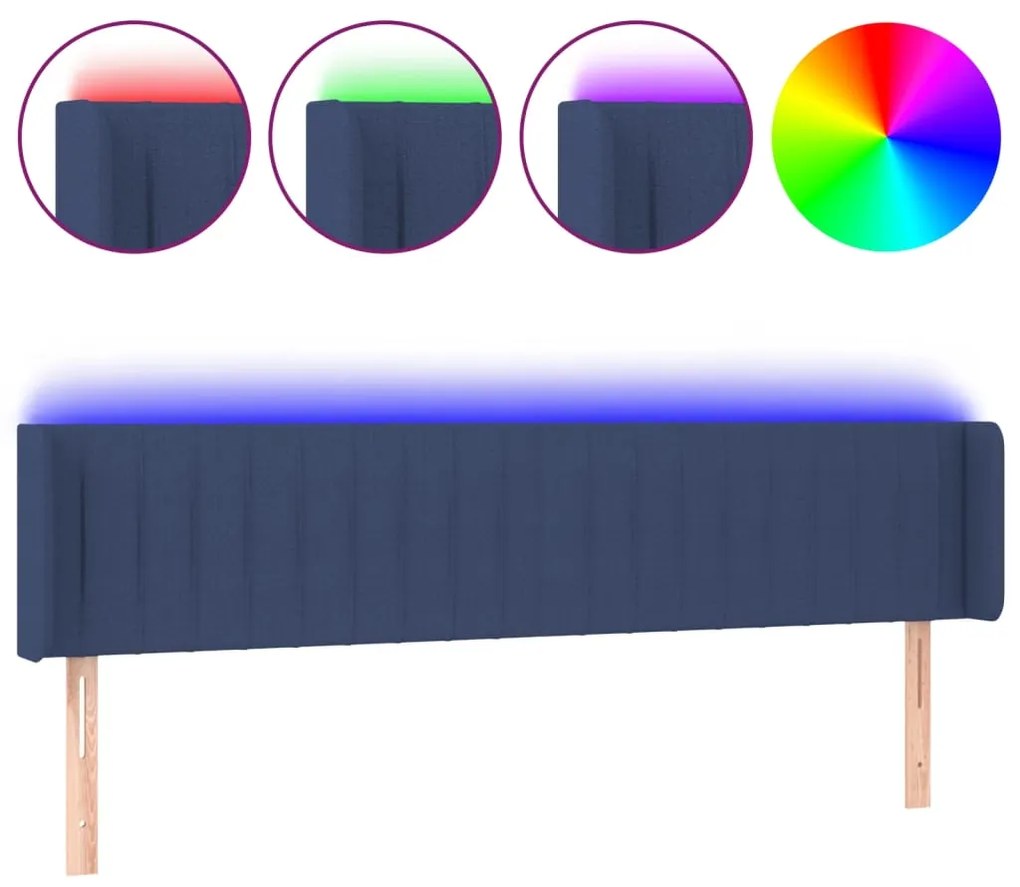 vidaXL Κεφαλάρι Κρεβατιού LED Μπλε 203x16x78/88 εκ. Υφασμάτινο