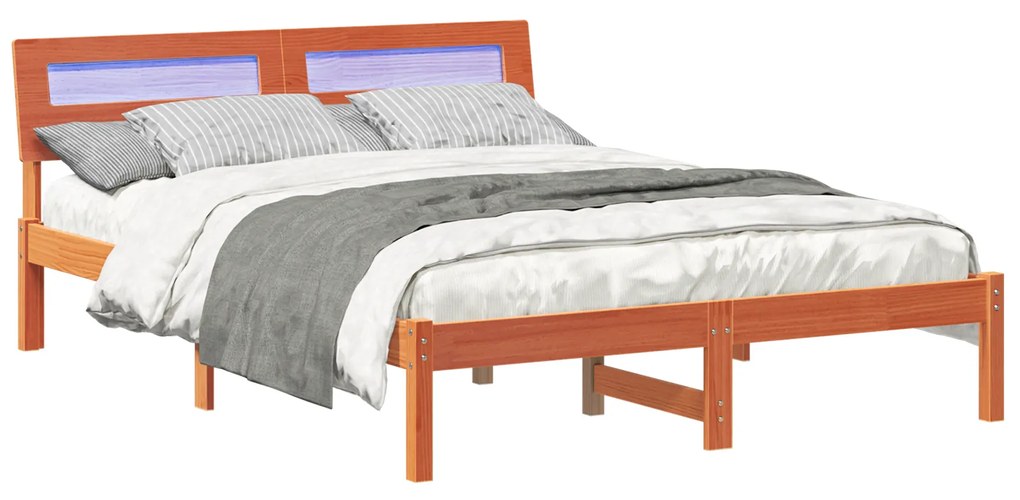 vidaXL Σκελετός Κρεβατιού Καφέ κεριού 140 x 190 cm Μασίφ ξύλο πεύκου