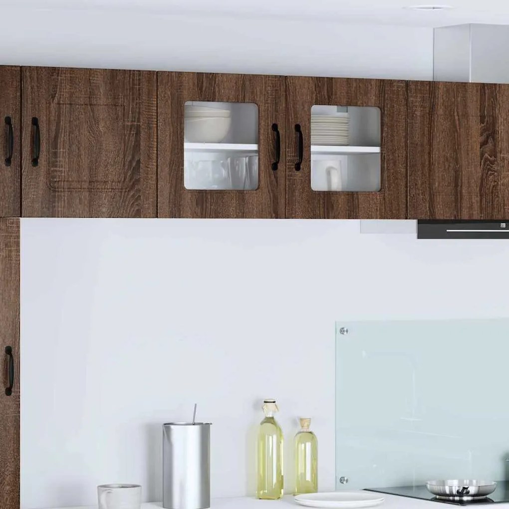 vidaXL Κρεμαστό ντουλάπι κουζίνας με ράφι Καφέ δρυς 80 x 31 x 40 εκ