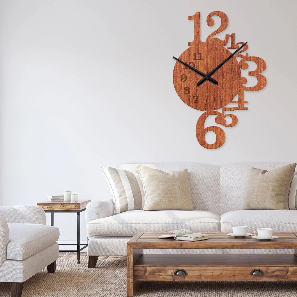 Ρολόι τοίχου  εσωτερικού χώρου ξύλινο clock3 - Clock3-Μαόνι, 1mx1m