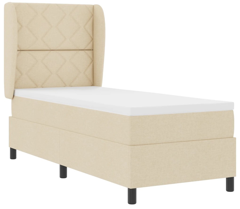 vidaXL Κρεβάτι με ελατήρια με στρώμα Κρεμ 80 x 200 cm ύφασμα