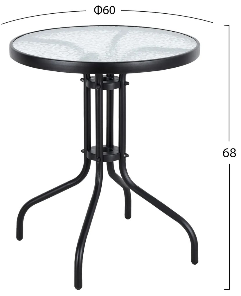 ΤΡΑΠΕΖΙ LIMA Φ60x68Υεκ. ΜΕΤΑΛΛΙΚΟ ΜΑΥΡΟ ΜΕ ΓΥΑΛΙΝΗ ΕΠΙΦΑΝΕΙΑ HM5079.03