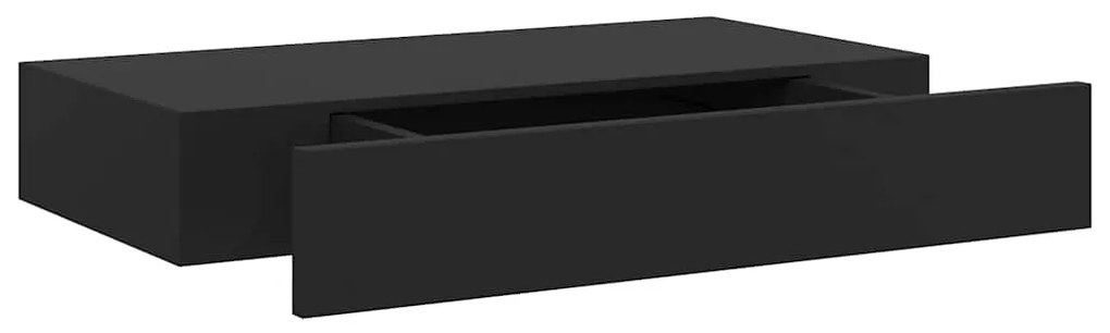 vidaXL Ράφι Τοίχου με Συρτάρι Μαύρο 48 x 25 x 8 εκ. από MDF