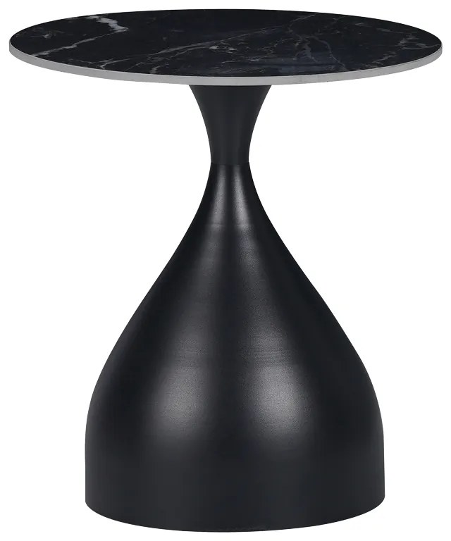 Intrahome Βοηθητικό τραπέζι Kirkene intrahome sintered stone σε απόχρωση μαύρο μαρμάρου με μαύρο μέταλλο Φ50x50εκ | SKU: INTRAPA-130111386