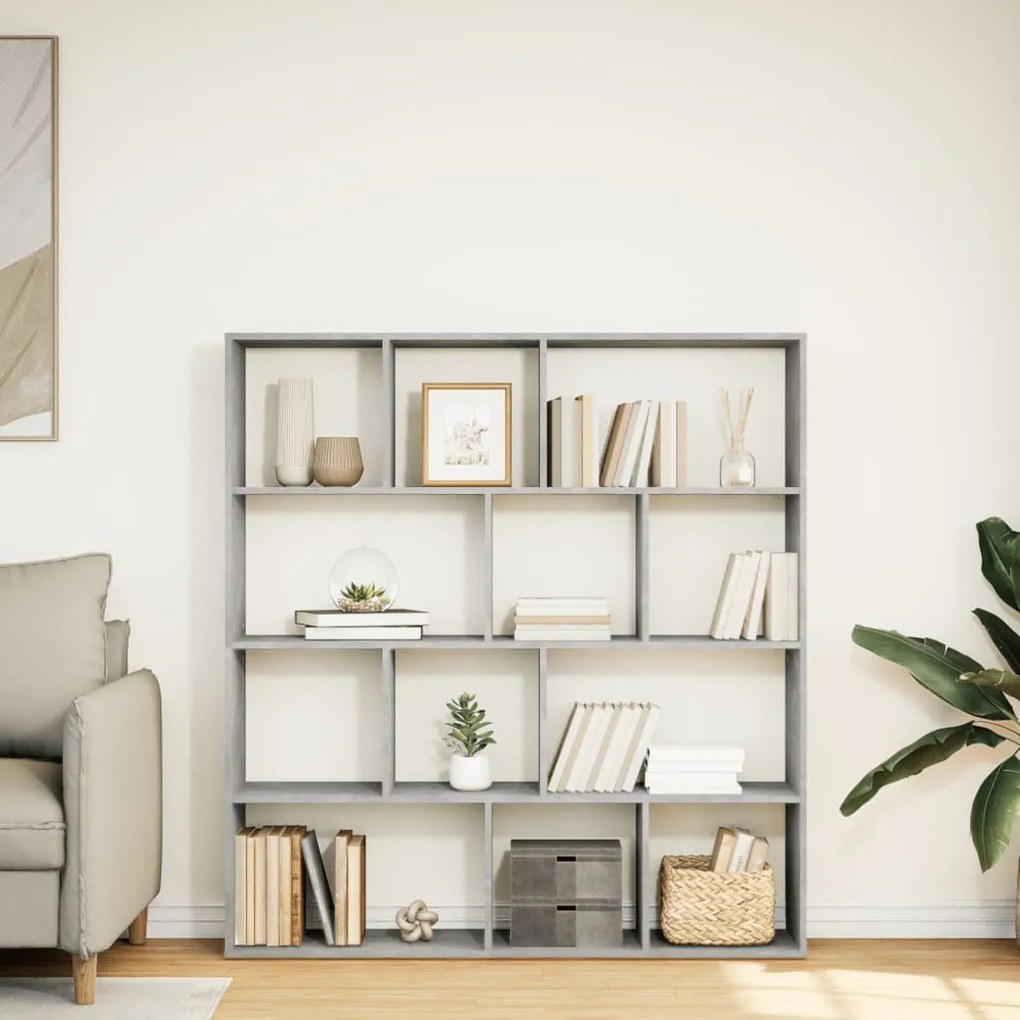 vidaXL Βιβλιοθήκη Γκρι Σκυροδέματος 132x29x141,5εκ. Επεξεργασμένο Ξύλο