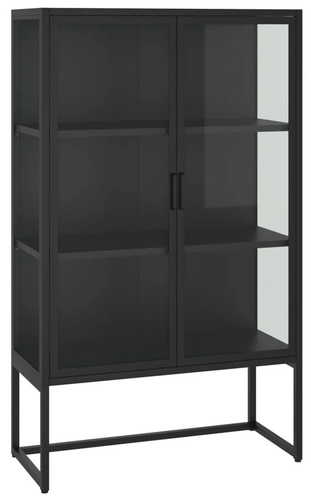 vidaXL Μπουφές Μαύρος 80 x 35 x 135 εκ. από Ατσάλι και Ψημένο Γυαλί