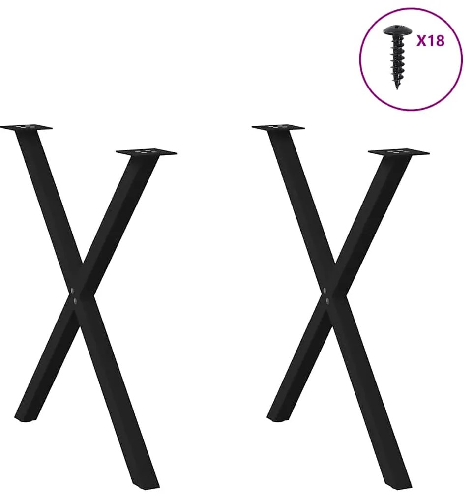 vidaXL Πόδια Τραπεζαρίας σε Σχήμα Χ, 2 τεμ. Μαύρο, Ατσάλι 80x(72-73) εκ.