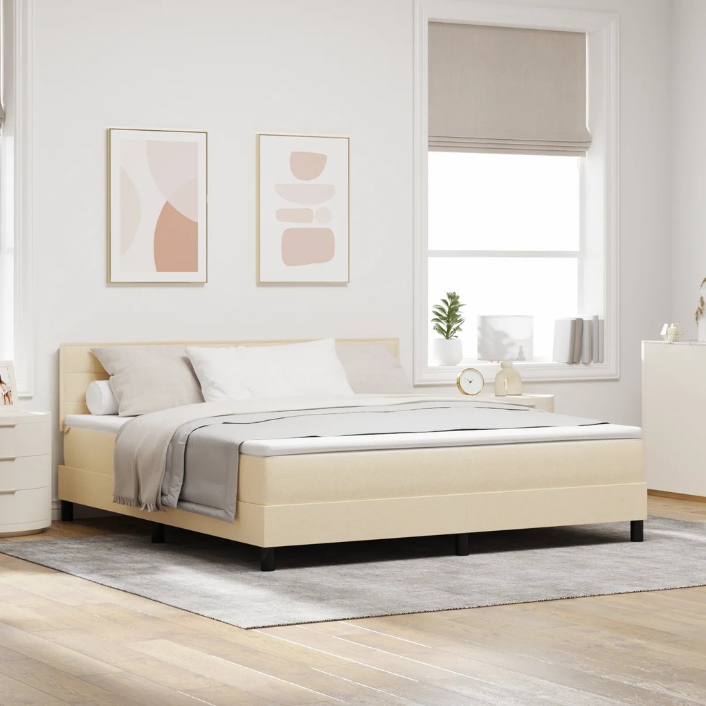 vidaXL Κρεβάτι με Στρώμα Κρεμ 180x200 cm Ύφασμα