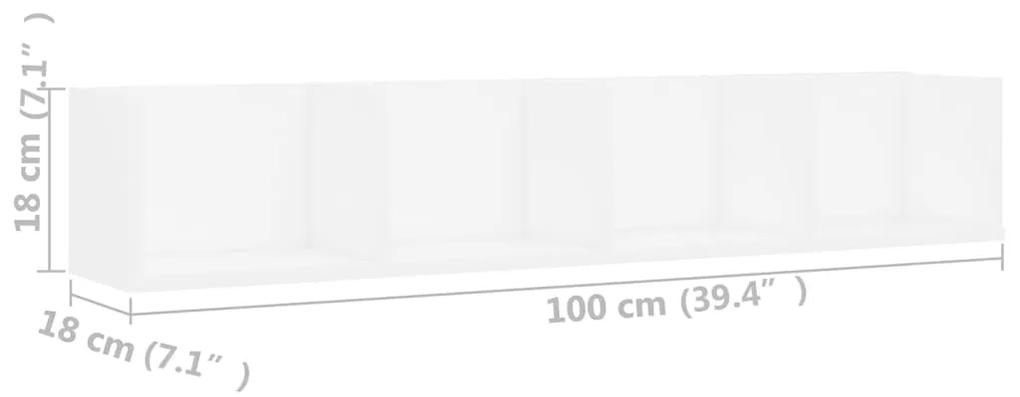vidaXL Ράφι Τοίχου για CD Λευκό 100 x 18 x 18 εκ. από Μοριοσανίδα