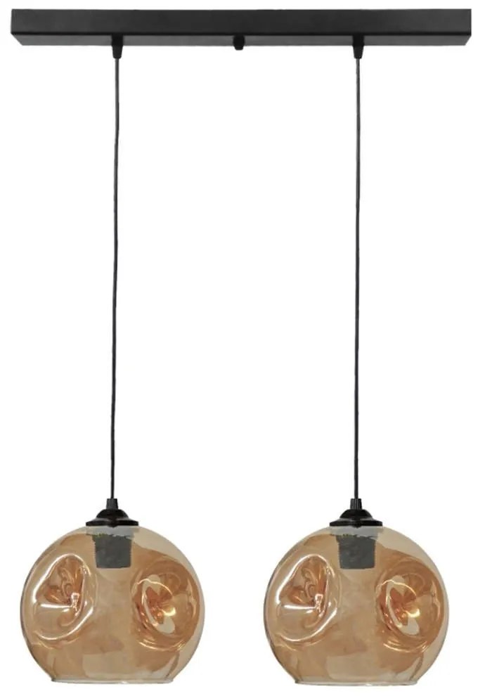 Φωτιστικό Οροφής - Ράγα Pop 02-0396 2/Ε27 Φ20x55x100cm Black-Honey Heronia Μέταλλο,Γυαλί