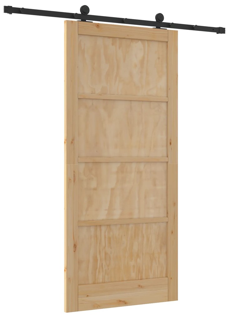 vidaXL Συρόμενη Πόρτα με Σετ Υλικών 93x202 εκ. Μασίφ Ξύλο Πεύκου
